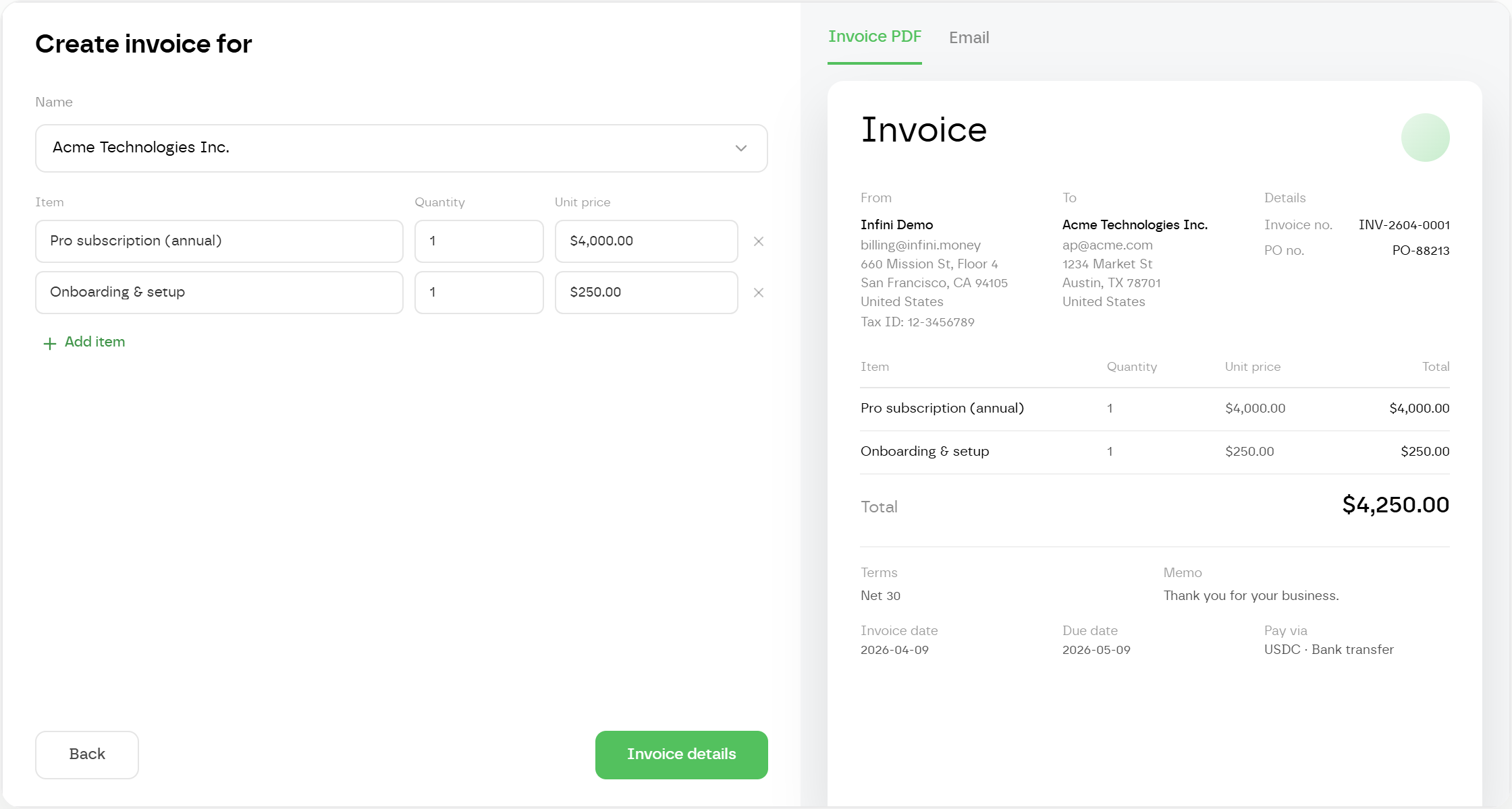 Create Invoice