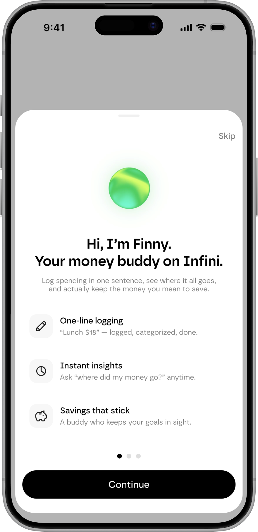 Track Spending by Chat — Finny app preview