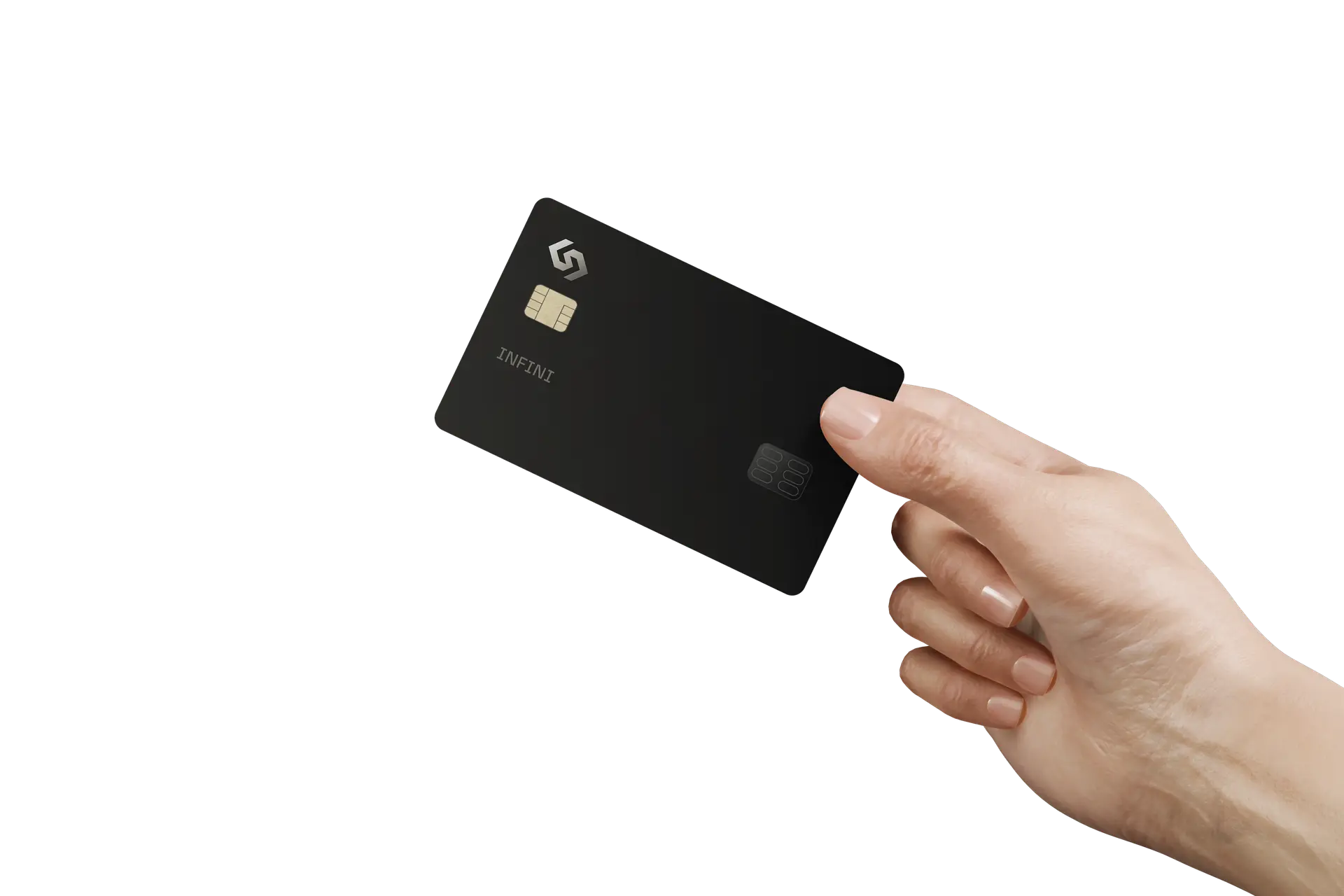 Hand holding an Infini corporate card