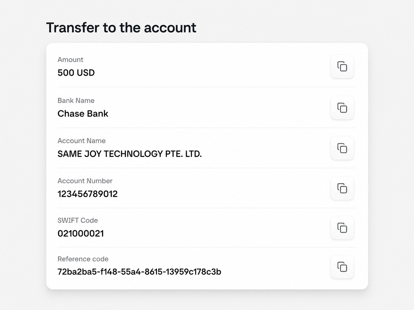 Use a Virtual Account for own-name transfers